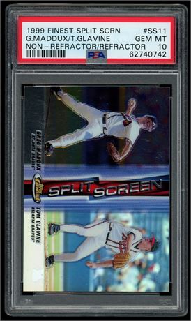 1999 Finest Split Screen Maddux/Glavine Non-Refractor/Refractor PSA 10