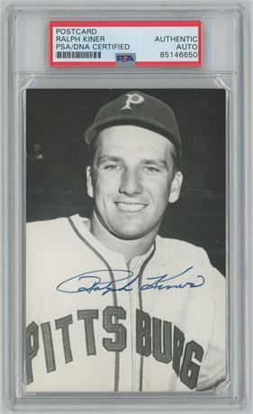Ralph Kiner Signed Postcard PSA  Authentic Auto