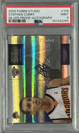 2009 Panini Studio Steph Curry RC Silver Proof Auto 10/49 PSA 9 MINT
