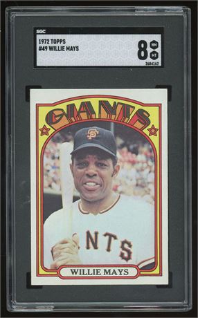 1972 Topps #49 Willie Mays SGC 8 NMMT Nicely Centered