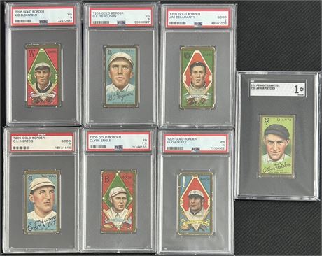 1911 T205 Gold Border Graded Lot (7) w/ Duffy, Herzog, Ferguson, and Elberfeld