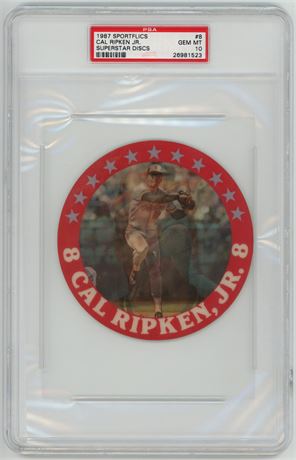 1987 Sportsflics #8 Cal Ripken Jr Superstar Discs PSA 10 GEM MINT (Large)