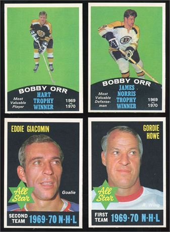 1970 O-Pee-Chee Hall Of Fame Lot (4) EXMT+ to NM w/ Howe, Orr and Giacomin