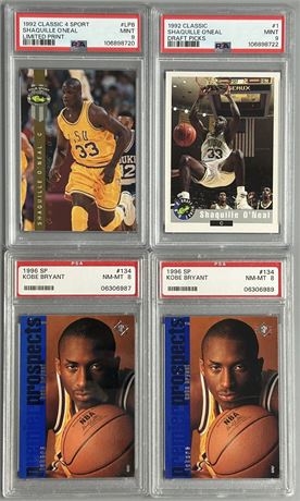 1992-96 Classic/SP PSA Graded Shaq/Kobe RC Lot (4)