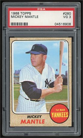 1968 Topps #280 Mickey Mantle PSA 3 VG