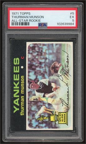 1971 Topps #5 Thurman Munson All-Star Rookie PSA 5 EX