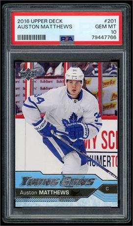 2016 Upper Deck #201 Auston Matthews  Young Guns RC PSA 10 GEM MINT