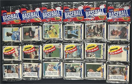 1984 Fleer Baseball Factory Sealed Cello Rack Pack Lot (6)