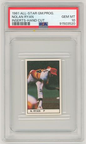 1981 All-Star Game Program Nolan Ryan Inserts Hand Cut PSA 10 GEM MINT