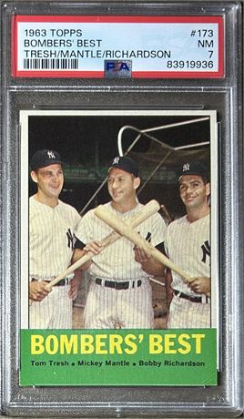 1963 Topps #173 Bombers' Best Mickey Mantle PSA 7 NM
