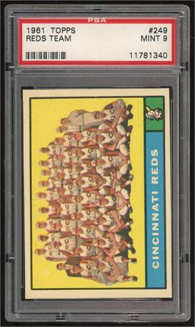 1961 Topps #249 Reds Team Card PSA 9 Pop 22, None Higher