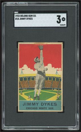 1933 Delong Gum Co. #18 Jimmy Dykes SGC 3 VG