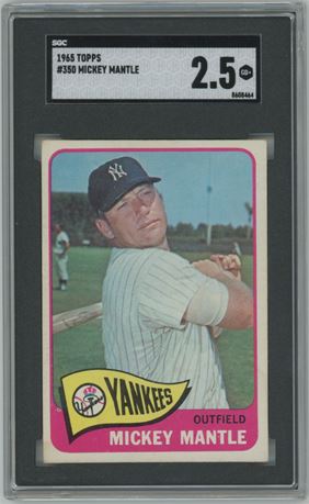 1965 Topps #350 Mickey Mantle SGC 2.5 GOOD+