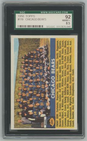1956 Topps #119 Chicago Bears SGC 8.5 NMMT+