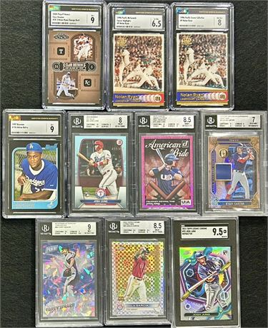 1996-2023 Texas Rangers Graded Lot (10) w/ #d cards and Beltre, Jung, Seager RC