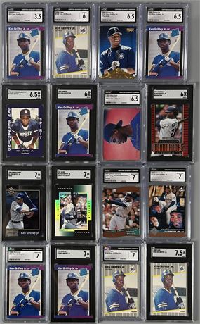 1988-1998 Ken Griffey Jr CGC & SGC EXMT+ to NM Graded Lot (16) w/ RC's/Inserts