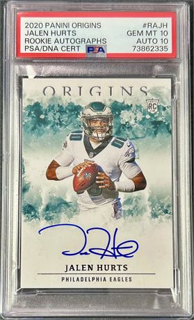 2020 Panini Origins Rookie Autographs Jalen Hurts RC PSA 10 Auto 10 POP 12