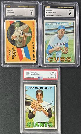 1960-67 Topps Graded Star Lot (3) w/ Katt RC, Jenkins, Marichal