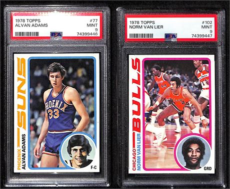 (2) 1978 Topps Basketball PSA 9 Lot Alvan Adams & Norm Van Lier