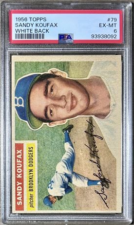 1956 Topps #79 Sandy Koufax White Back PSA 6 EXMT
