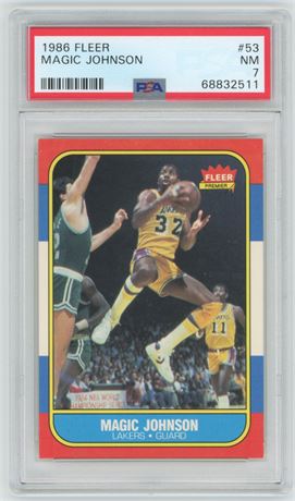 1986 Fleer #53 Magic Johnson PSA 7 NM