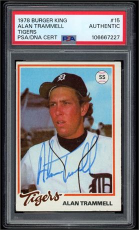 1978 Burger King #15 Alan Trammell Tigers Autograph  PSA/DNA Authentic