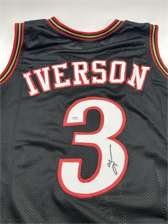 Allen Iverson Autographed Philadelphia Black Basketball Jersey (PSA) XL
