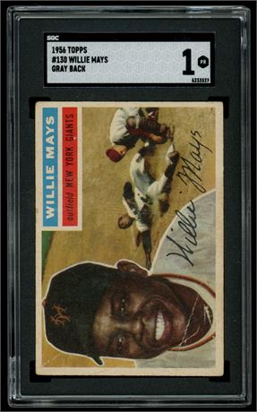 1956 Topps #130 Willie Mays Gray Back SGC 1 POOR