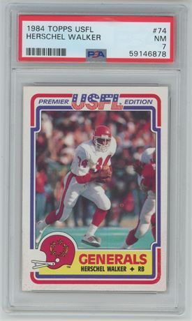1984 Topps USFL #74 Herschel Walker RC PSA 7 NM