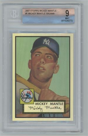 2007 ETopps Mickey Mantle #1 Mickey Mantle 1952 (58/999) BGS 9 MINT