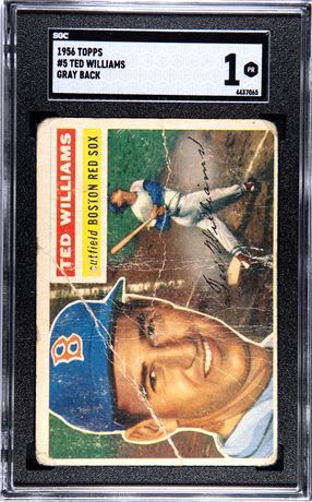 1956 Topps #5 Ted Williams Gray Back SGC 1 POOR