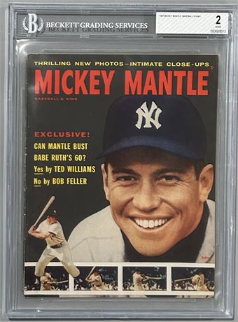 1957 Mickey Mantle Baseball's King Magazine BGS 2 GOOD