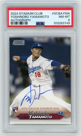 2024 Stadium Club Yoshinobu Yamamoto RC Autograph PSA 8 NMMT