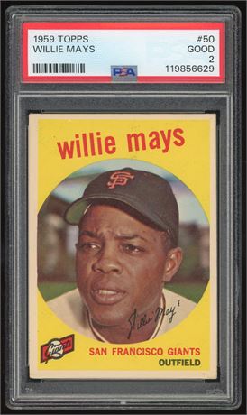 1959 Topps #50 Wille Mays PSA 2 GOOD