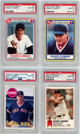1990-1991 Post/Panini/BB Cards Magazine Roger Clemens PSA 10 Graded Lot (4)