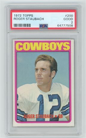 1972 Topps #200 Roger Staubach RC PSA 2 GOOD (Creased)