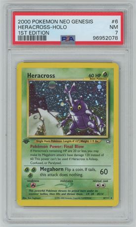 2000 Pokemon Neo Genesis 1st Edition #6 Heracross-Holo PSA 7 NM
