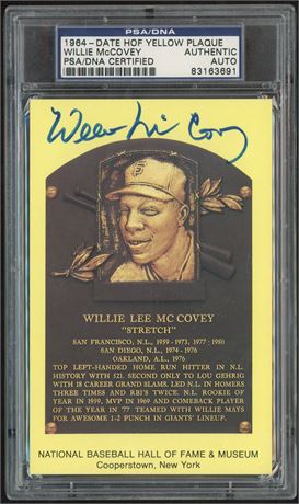 1964 Date HOF Yellow Plaque Willie McCovey PSA Authentic Auto