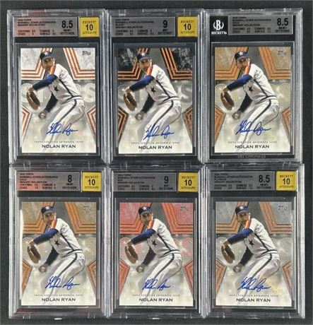 2023 Topps Nolan Ryan Baseball Stars Auto BGS Graded Lot (6) w/ 1/1 Platinum