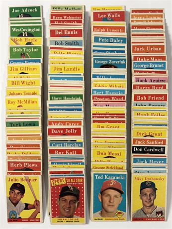 1958 Topps Baseball Starter Set (296/494) w/ 13 Hi #'s VGEX Avg READ