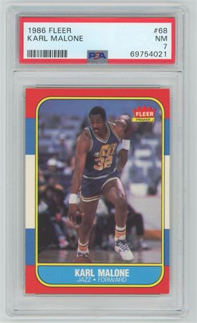 1986 Fleer #68 Karl Malone RC PSA 7 NM