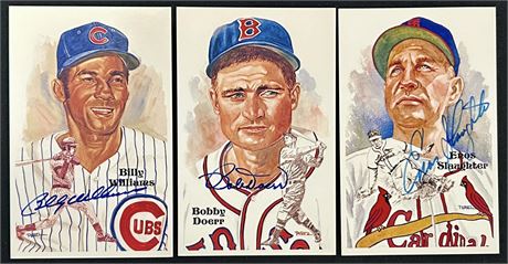 1985-87 Perez-Steele (3) Autograph Lot /10,000 w/ Williams Slaughter Doerr *Read