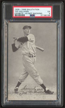 1939-1946 Salutation Ted Williams Exhibits #9 Not Showing PSA 5 EX