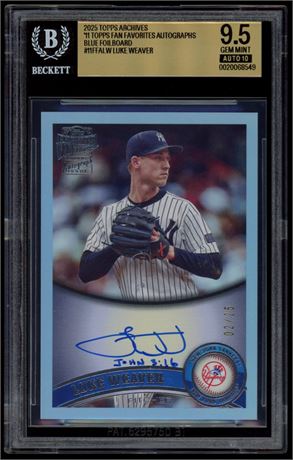 2025 Topps Archives Luke Weaver Blue Foilboard Autograph 02/25 BGS 9.5