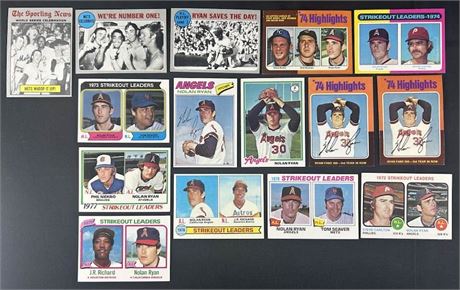 1970-1978 Topps Nolan Ryan Raw Card Lot (15)