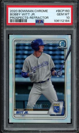 2020 Bowman Chrome Bobby Witt Jr Prospects Refractor 355/499 PSA 10 GEM MINT
