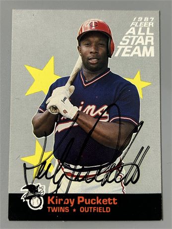 1987 Fleer All-Star Team #5 Kirby Puckett Auto JSA
