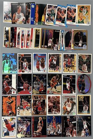 Michael Jordan/Larry Bird Lot (81 cards, 69 are Jordan) w/ Die-Cut, Inserts