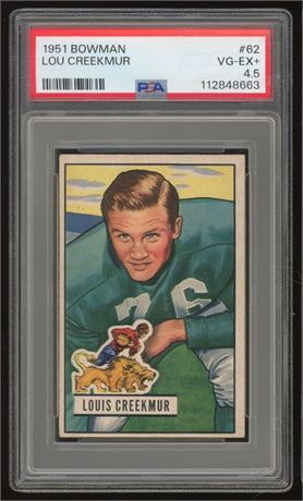 1951 Bowman #62 Lou Creekmur RC PSA 4.5 VGEX+