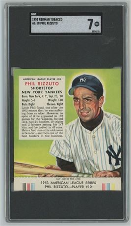 1953 Red Man Tobacco W/ TAB Phil Rizzuto SGC 7 NM Pop 8